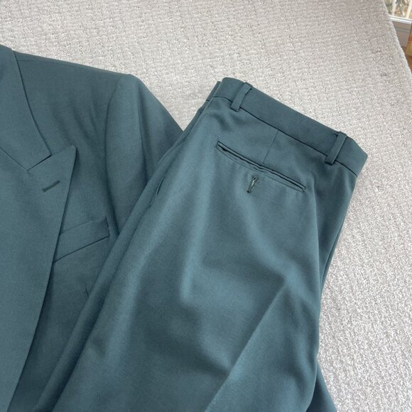 Henley Canada Green Wool Double Breasted Suit Jacket Men’s 40S + 34W Pants Set - Picture 4 of 16